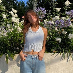 blue sweater tank top